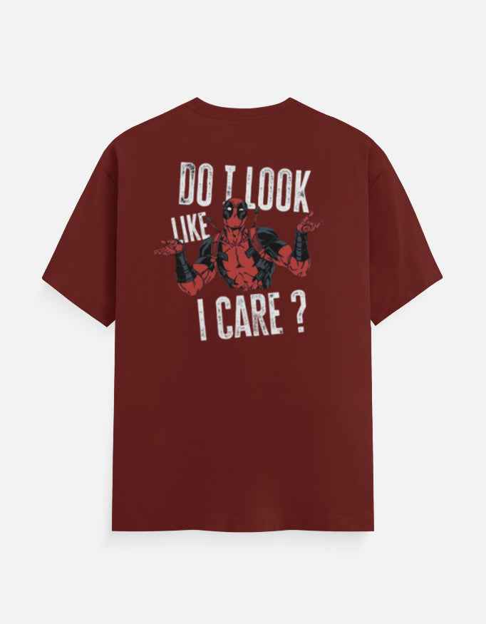 Deadpool “Do I Look Like I Care?” Maroon T-Shirt – Front & Back Print