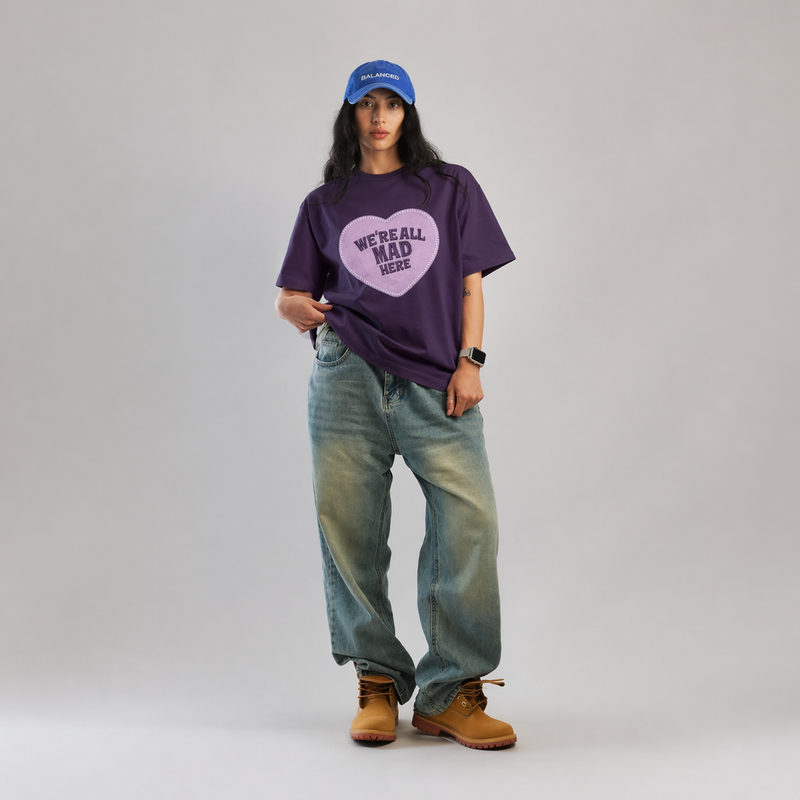 We’re All Mad Here Oversized Purple T-Shirt