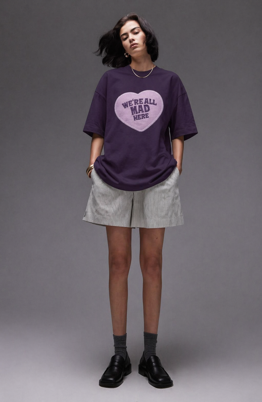 We’re All Mad Here Oversized Purple T-Shirt