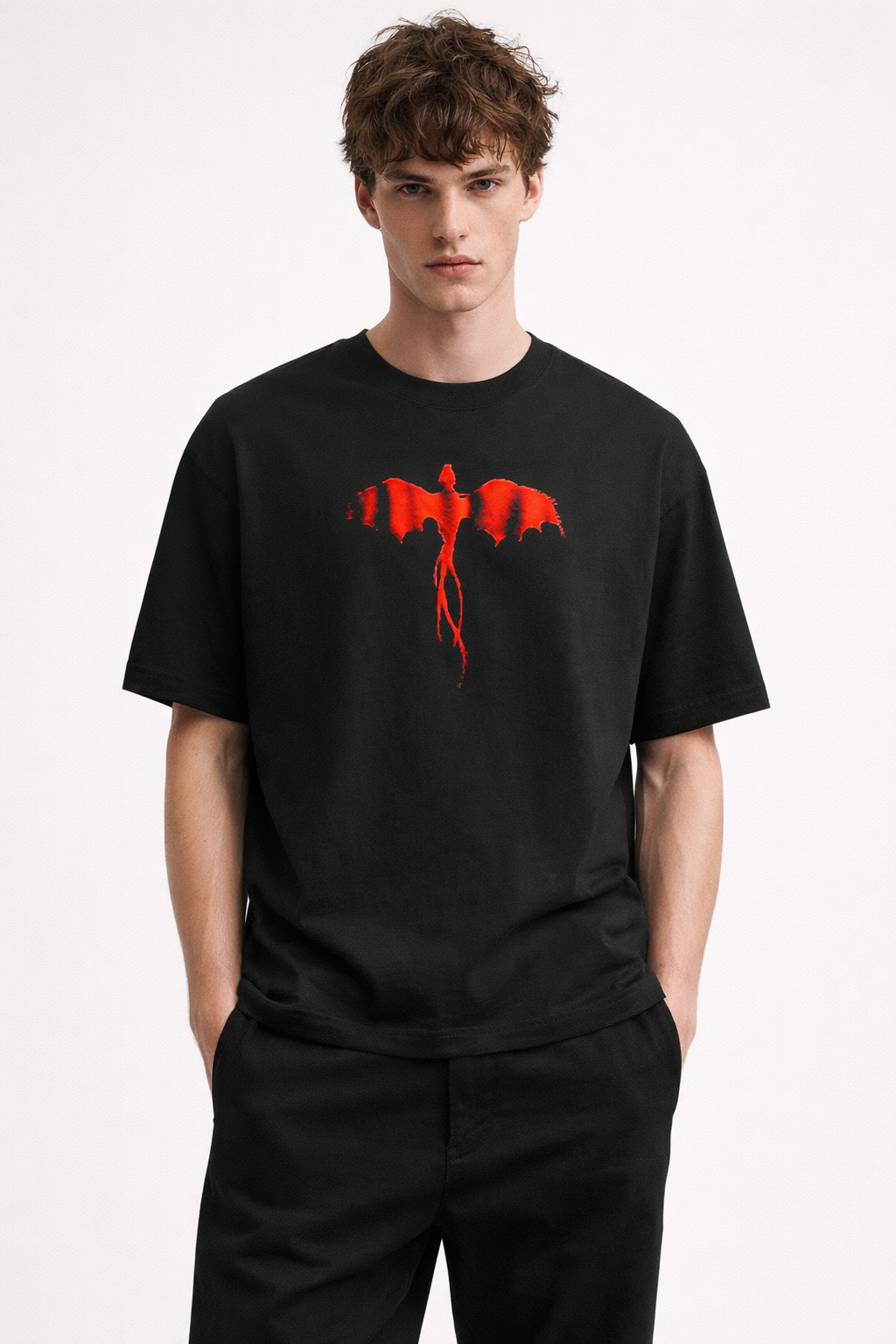 Red Wing Graphic Oversized T-Shirt – 240 GSM Premium Cotton | Unisex Streetwear
