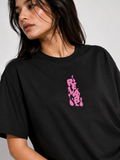 Black Graphic T-Shirt – Pink Abstract Print | 100% Cotton Unisex Regular Fit