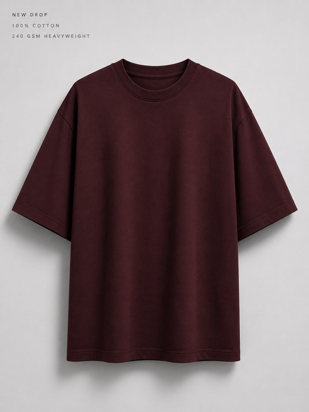 Maroon Oversized T-Shirt for Men & Women | 100% Cotton | 240 GSM Premium Heavyweight