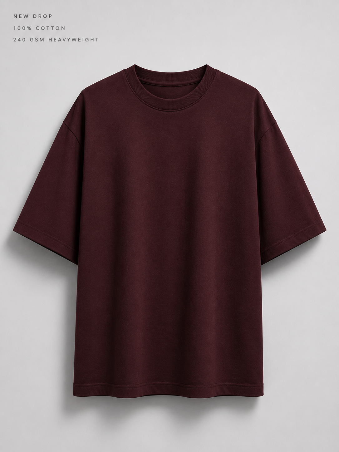Maroon Oversized T-Shirt for Men & Women | 100% Cotton | 240 GSM Premium Heavyweight