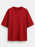 Red Oversized T-Shirt for Men & Women | 100% Cotton | 240 GSM Premium Heavyweight