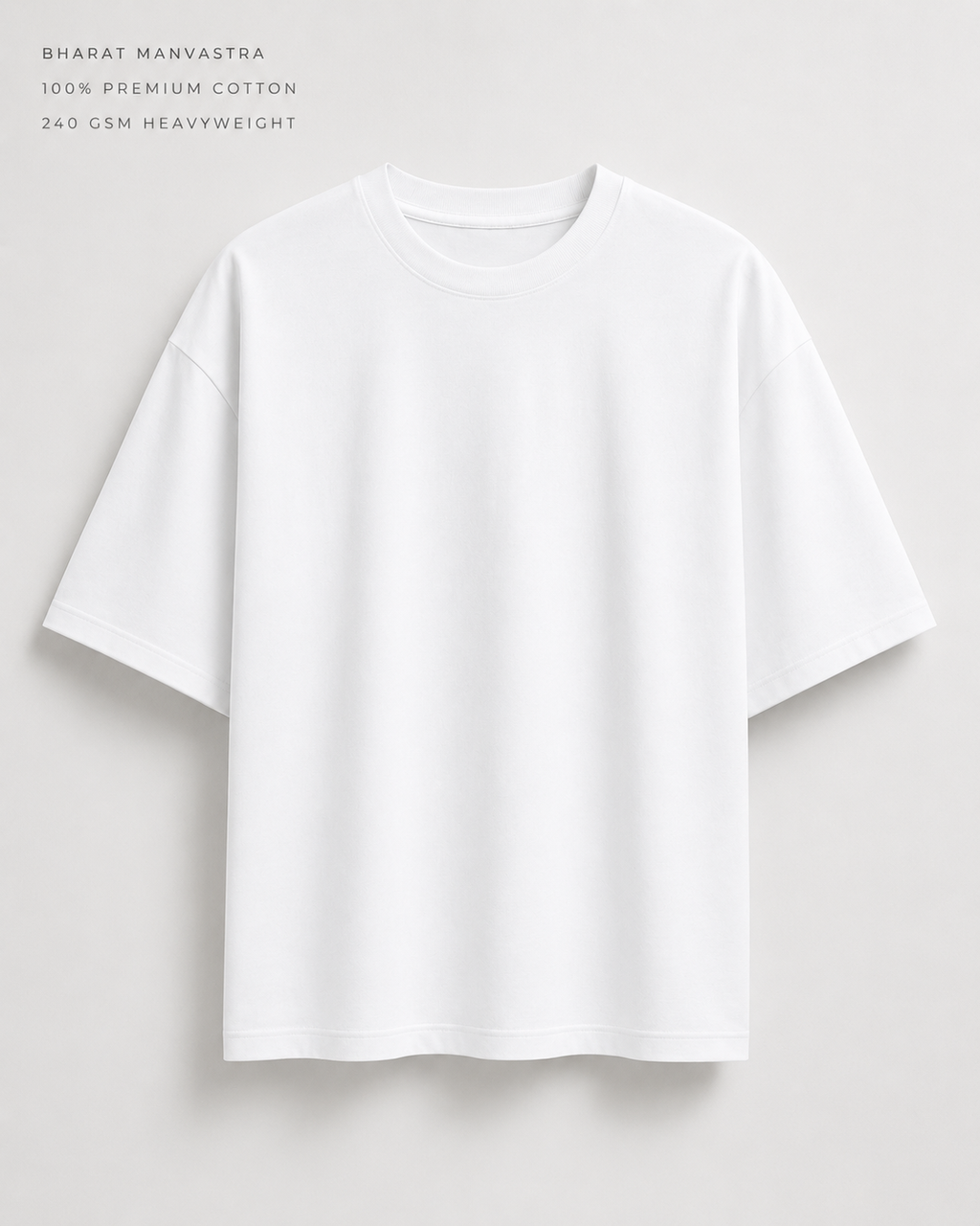 White Oversized T-Shirt for Men & Women | 100% Cotton | 240 GSM Premium Heavyweight