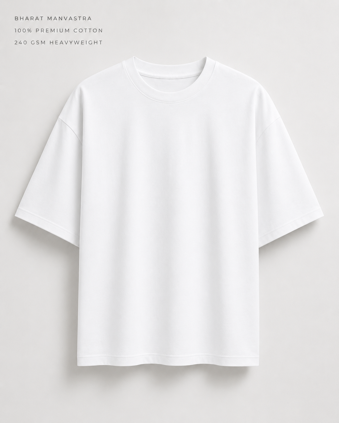 White Oversized T-Shirt for Men & Women | 100% Cotton | 240 GSM Premium Heavyweight