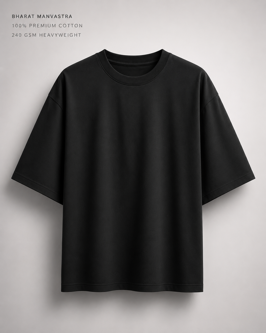 Black Oversized T-Shirt for Men & Women | 100% Cotton | 240 GSM Premium Heavyweight