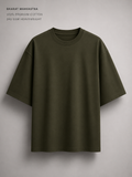 Olive Green Oversized T-Shirt for Men & Women | 100% Cotton | 240 GSM Premium Heavyweight