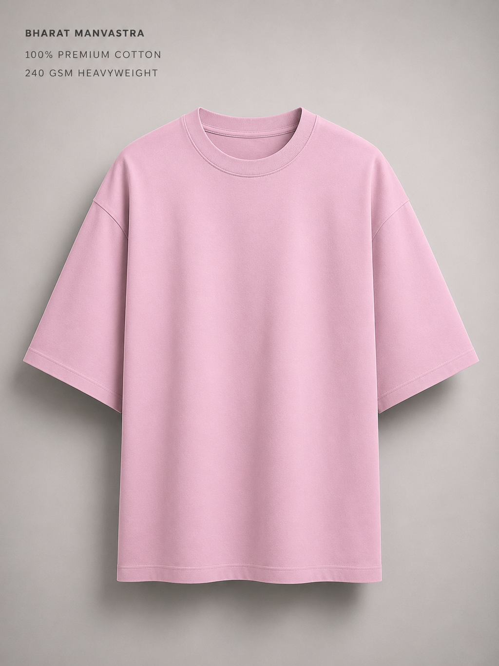 Light Baby Pink Oversized T-Shirt for Men & Women | 100% Cotton | 240 GSM Premium Heavyweight