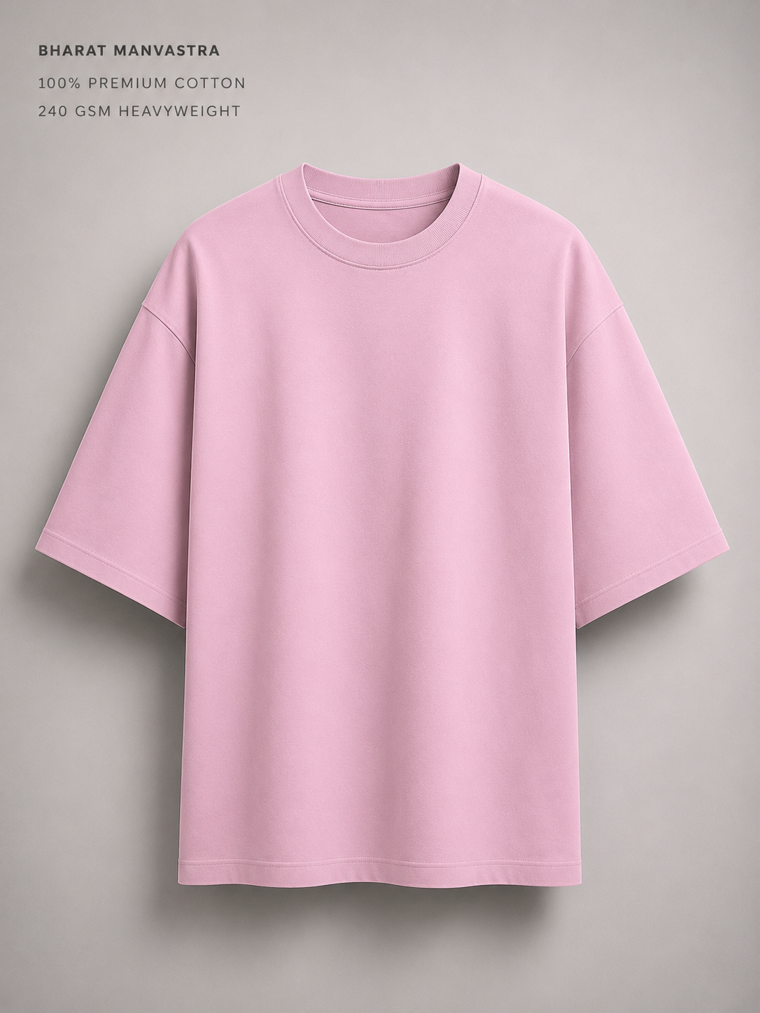 Light Baby Pink Oversized T-Shirt for Men & Women | 100% Cotton | 240 GSM Premium Heavyweight