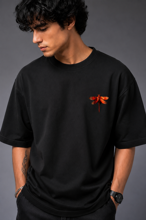 Dragonfly Graphic T-Shirt – Black | 240 GSM Unisex Heavyweight Cotton