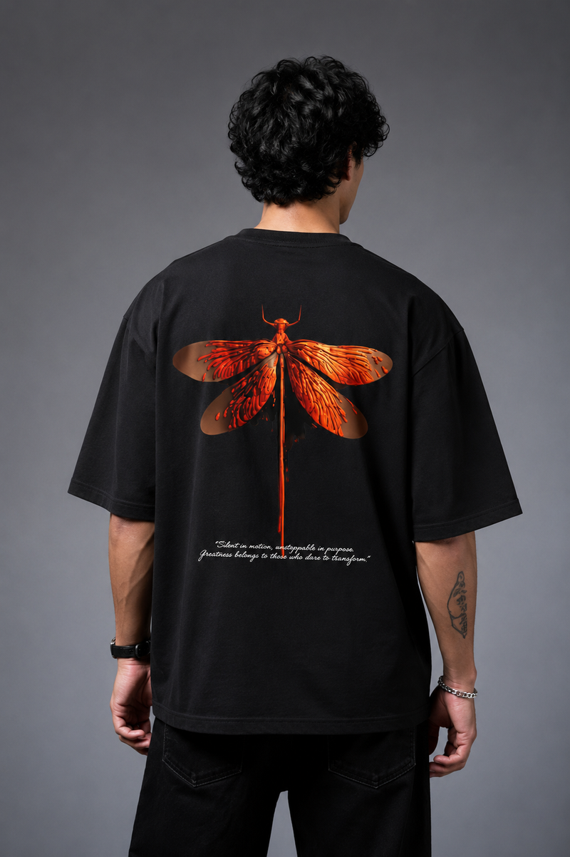 Dragonfly Graphic T-Shirt – Black | 240 GSM Unisex Heavyweight Cotton