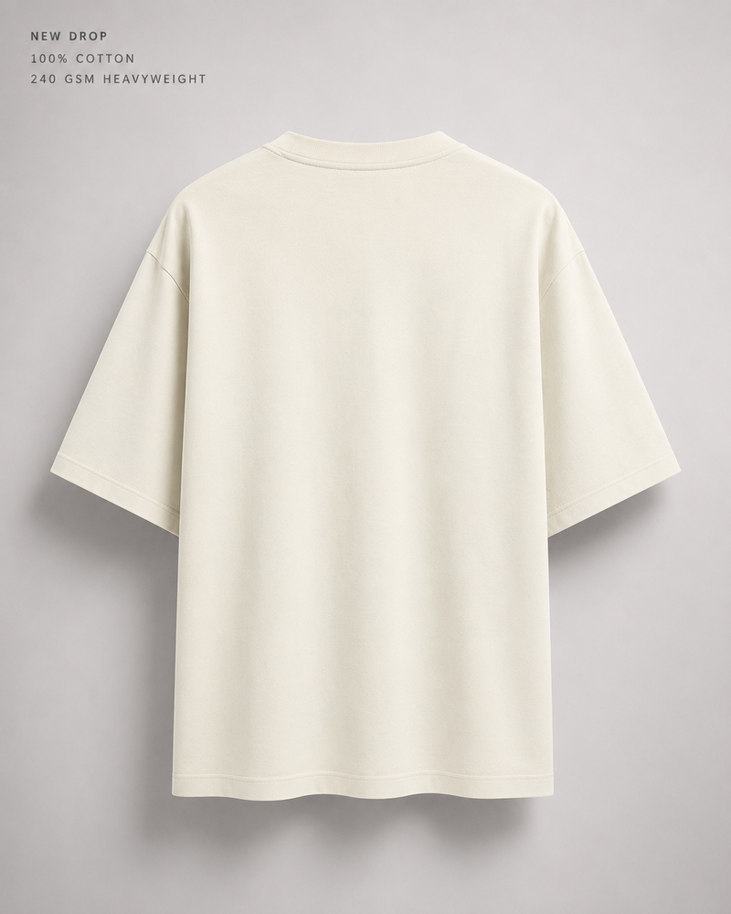 Premium 240 GSM Plain Oversized T-Shirt – Off-White | 100% Cotton
