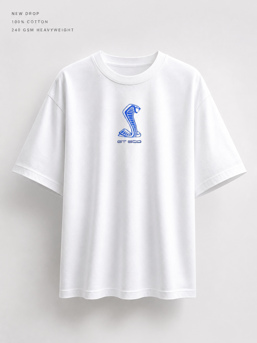 Premium 240 GSM GT500 Mustang Graphic Oversized T-Shirt – White | 100% Cotton