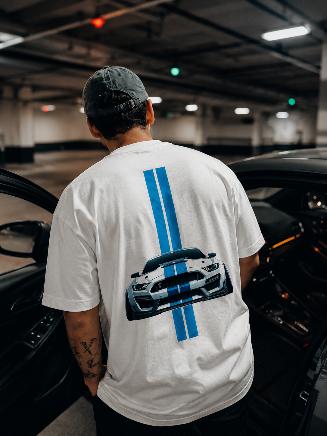 Premium 240 GSM GT500 Mustang Graphic Oversized T-Shirt – White | 100% Cotton