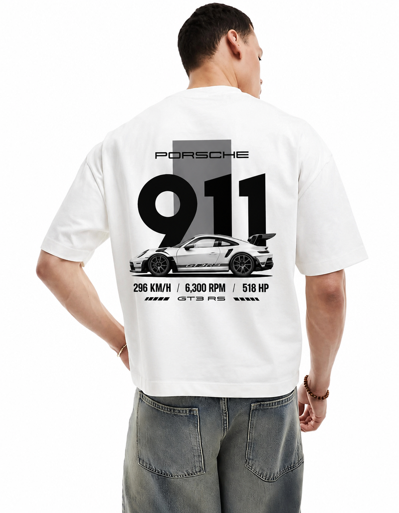 Porsche 911 GT3 RS Performance Oversized T-Shirt - White