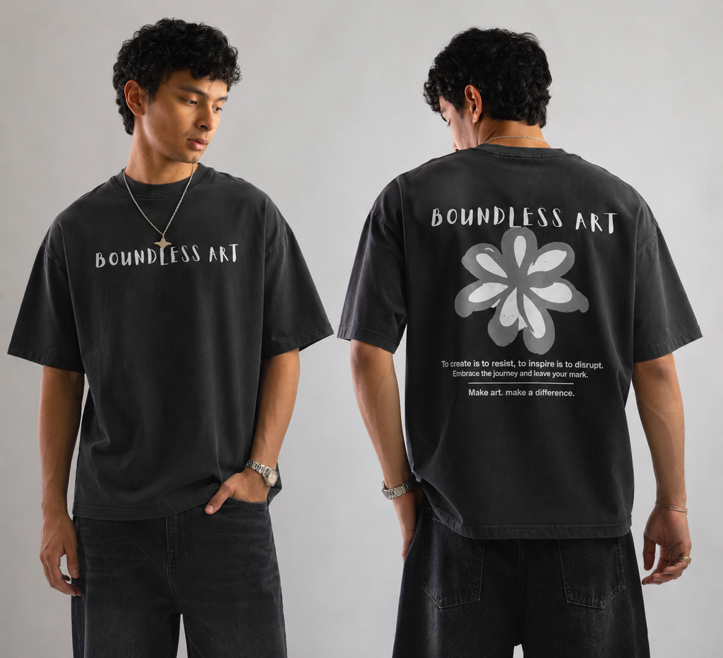 Boundless Art Oversized T-Shirt – Premium Washed Cotton Streetwear | Front & Back Graphic Print