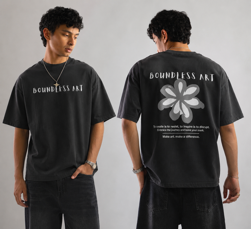 Boundless Art Oversized T-Shirt – Premium Washed Cotton Streetwear | Front & Back Graphic Print