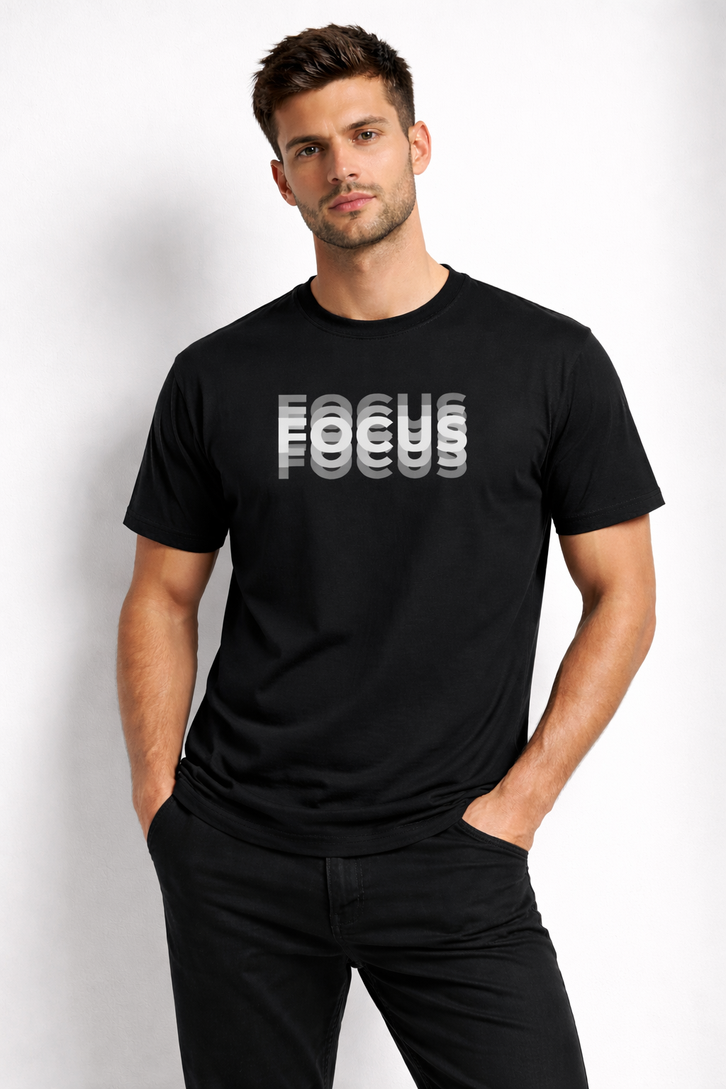 Focus Statement Black Cotton T-Shirt – Unisex Regular Fit