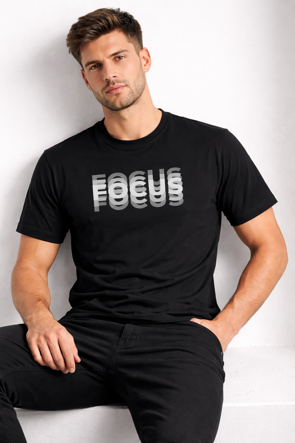 Focus Statement Black Cotton T-Shirt – Unisex Regular Fit