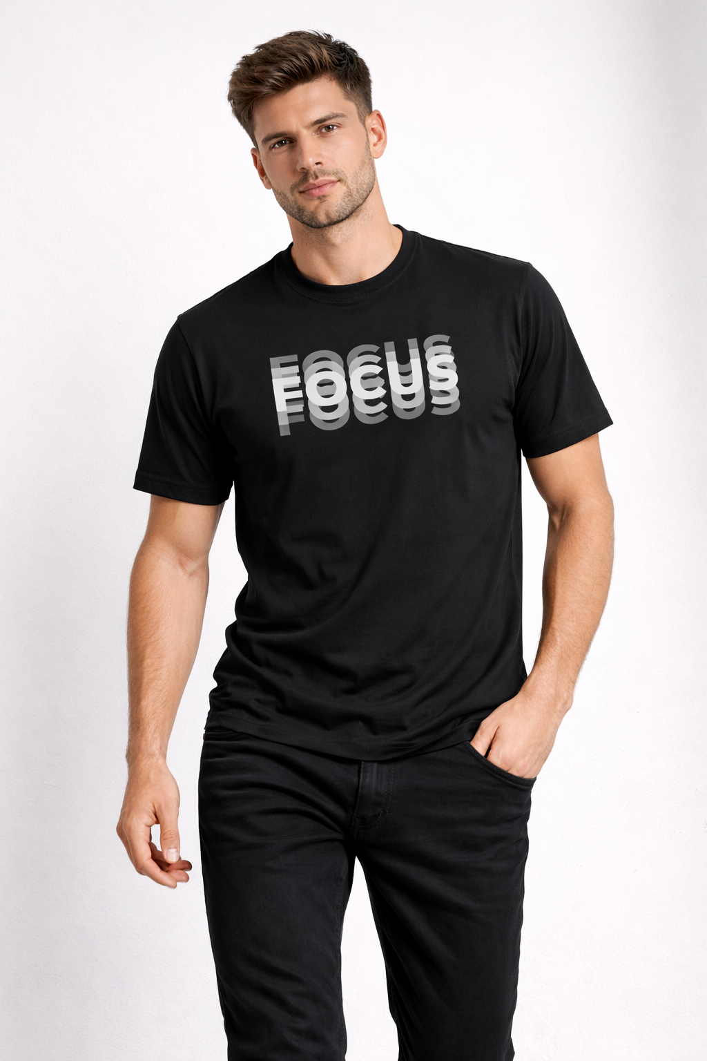 Focus Statement Black Cotton T-Shirt – Unisex Regular Fit
