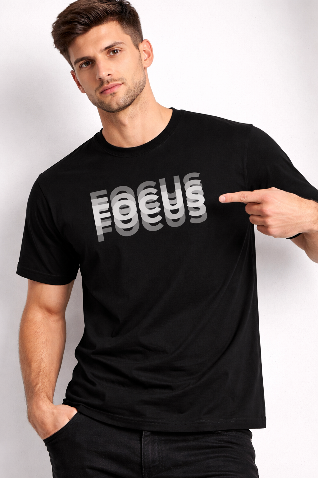 Focus Statement Black Cotton T-Shirt – Unisex Regular Fit