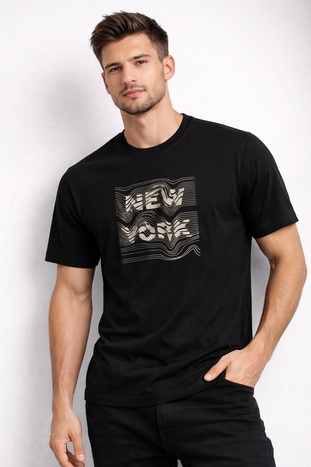 Waveform Black Graphic T-Shirt – Unisex Regular Fit