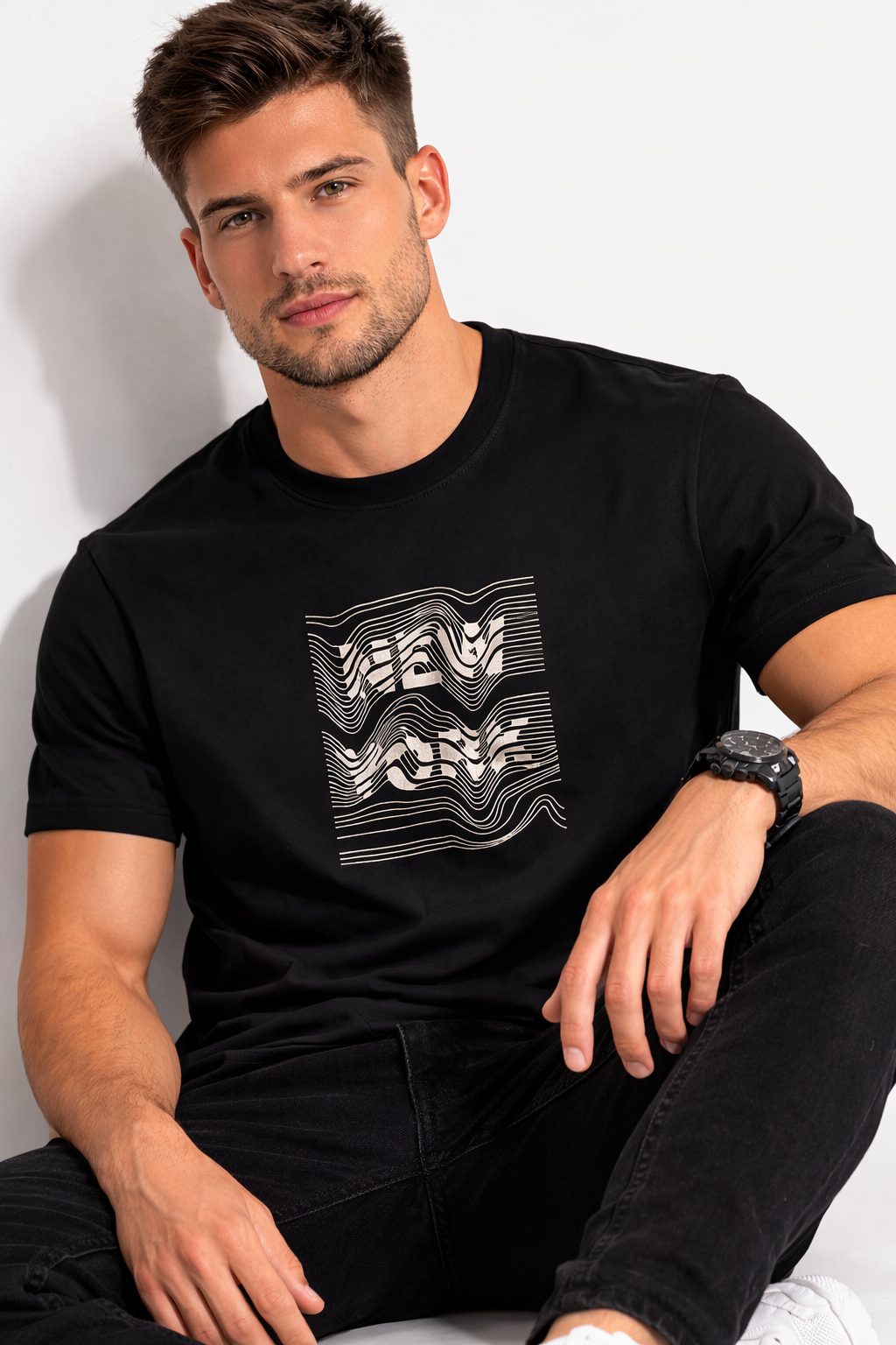 Waveform Black Graphic T-Shirt – Unisex Regular Fit