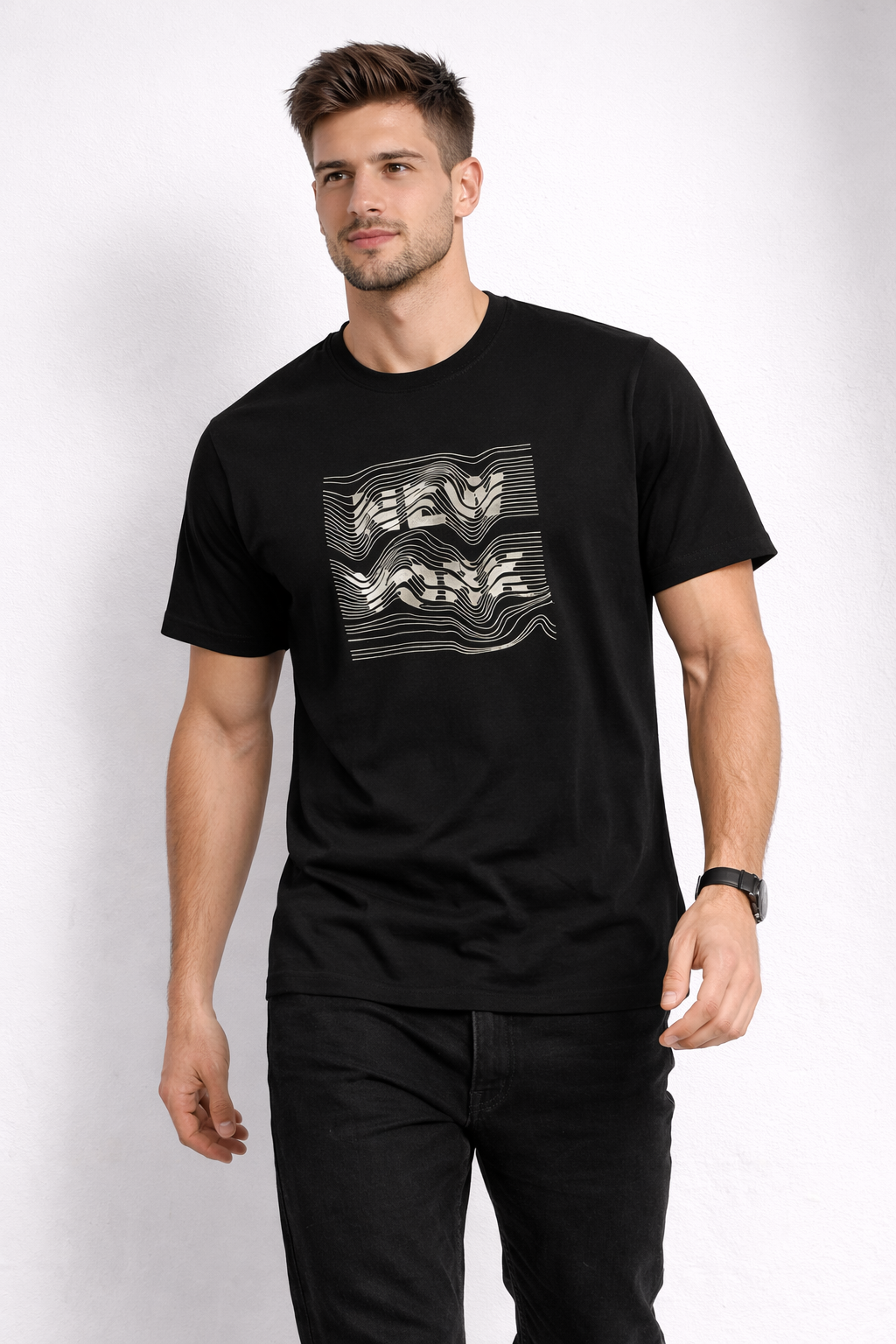 Waveform Black Graphic T-Shirt – Unisex Regular Fit