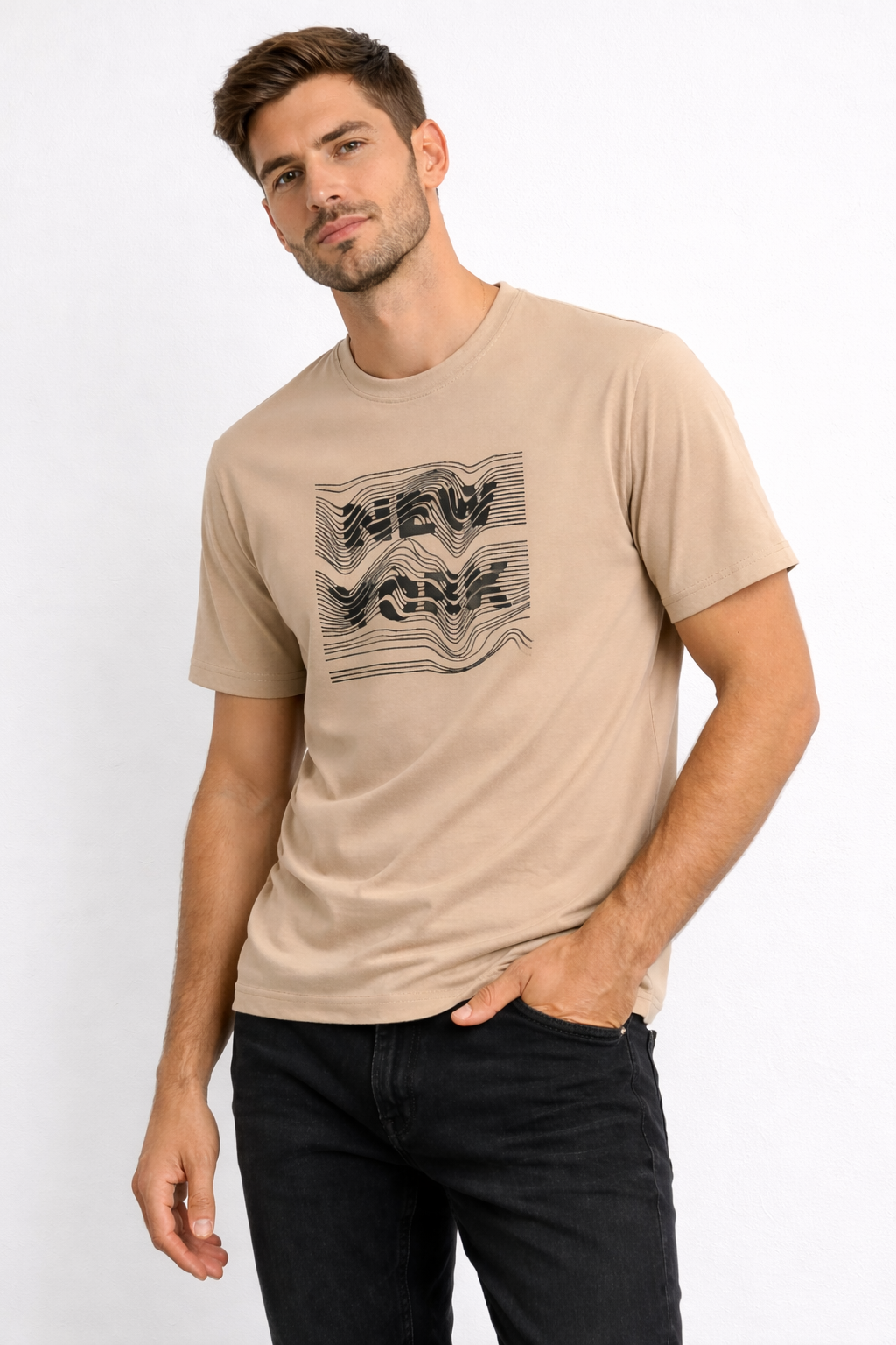 New York Wave Peach Cotton T-Shirt – Unisex Regular Fit