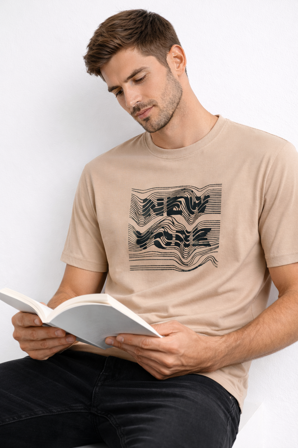 New York Wave Peach Cotton T-Shirt – Unisex Regular Fit