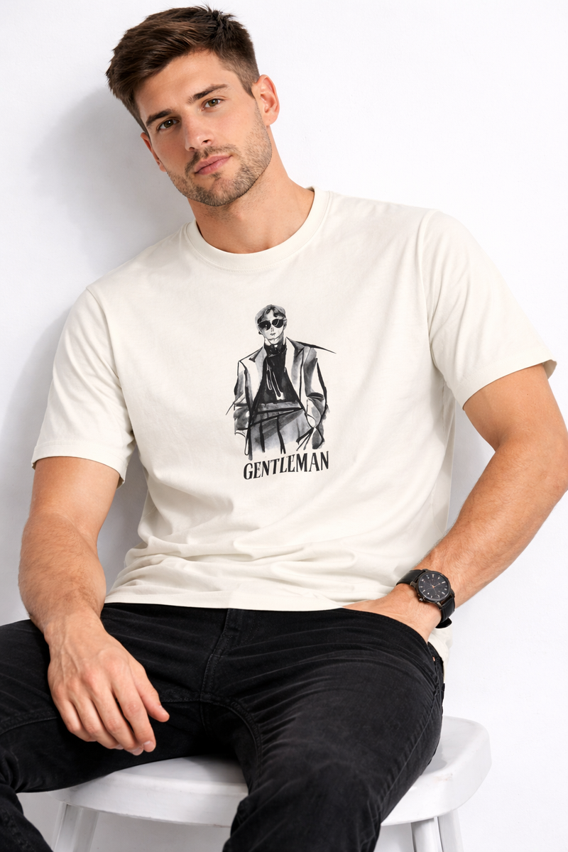 Artisanal Graphic Cotton T-Shirt | Cream Edition
