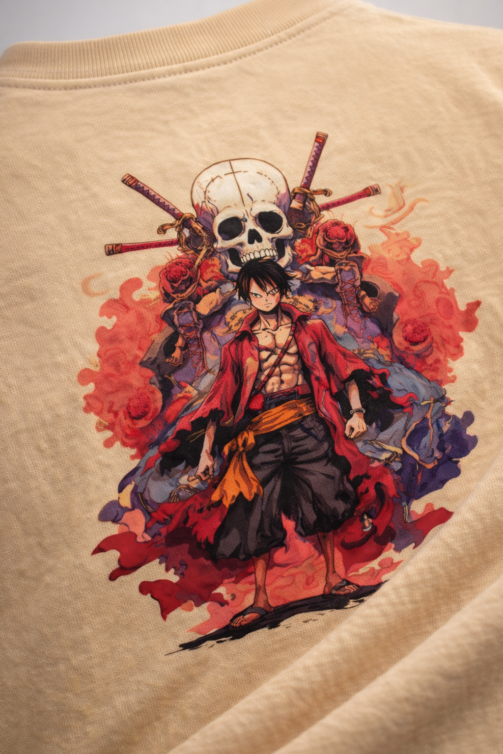 Pirate King Anime T-Shirt – Beige Edition