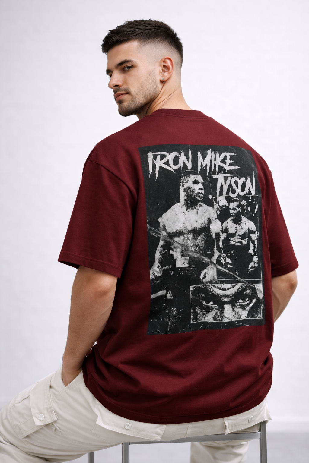 Iron Mike Vintage Oversized Tee – Maroon Edition