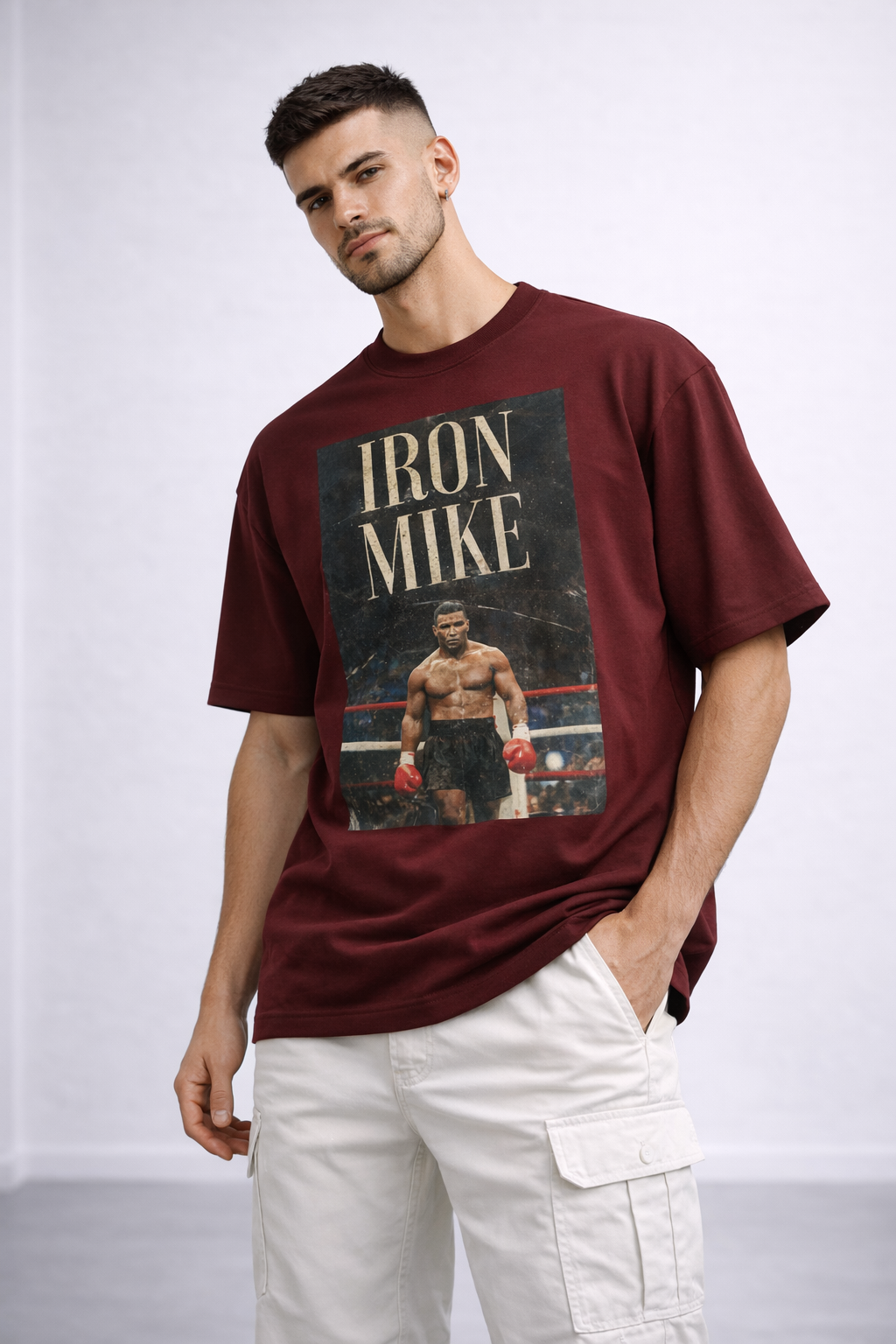 Iron Mike Vintage Oversized Tee – Maroon Edition