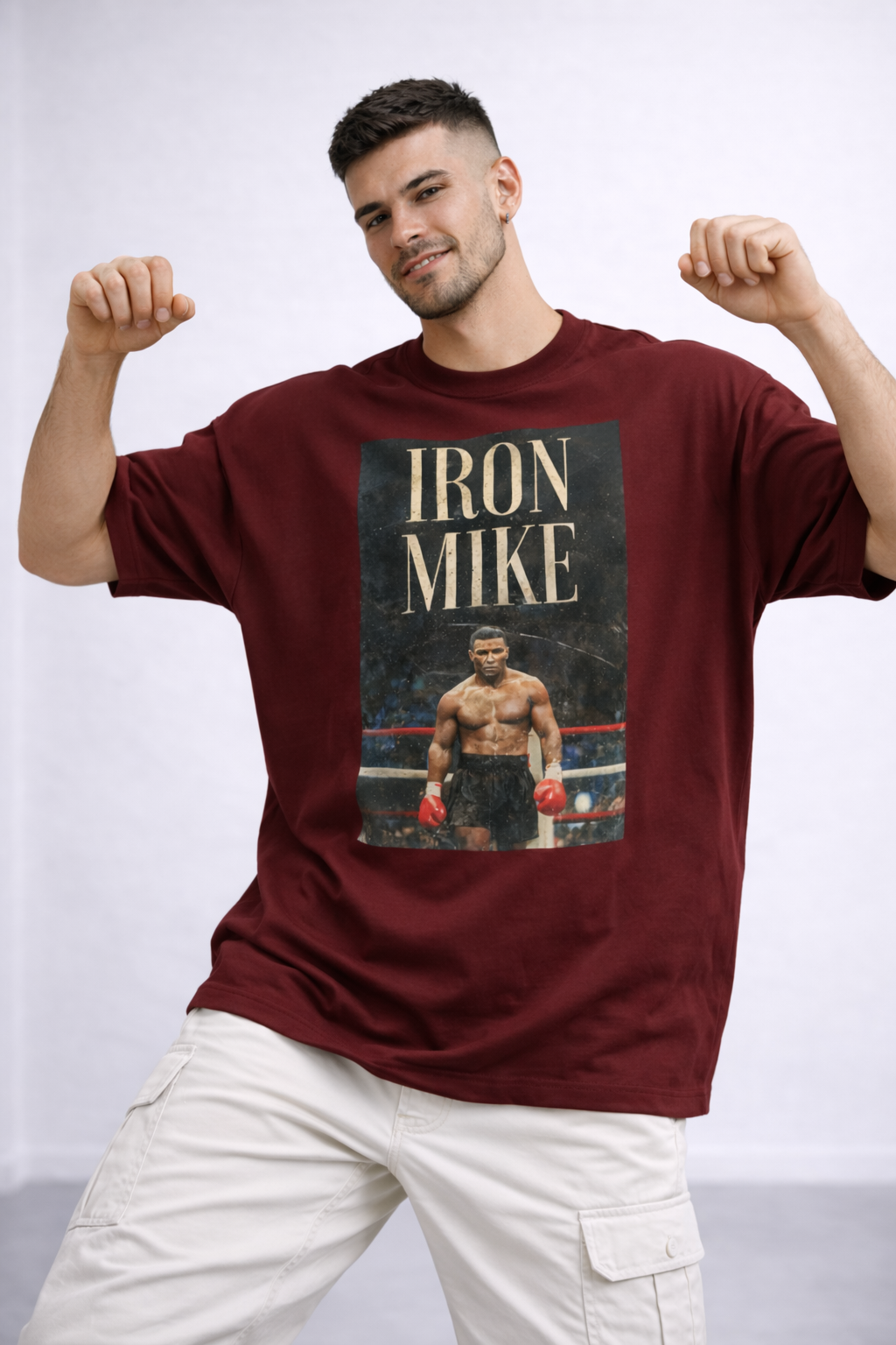 Iron Mike Vintage Oversized Tee – Maroon Edition