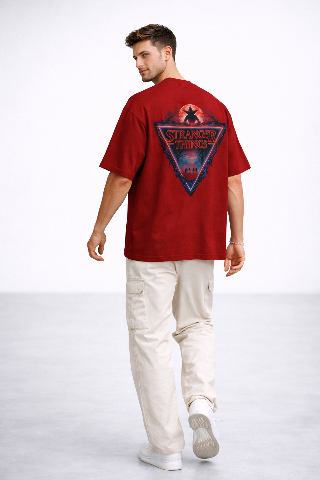 Stranger Things Iconic Logo Oversized Tee – Premium 240 GSM Cotton