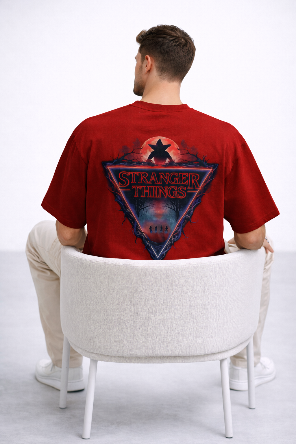Stranger Things Iconic Logo Oversized Tee – Premium 240 GSM Cotton