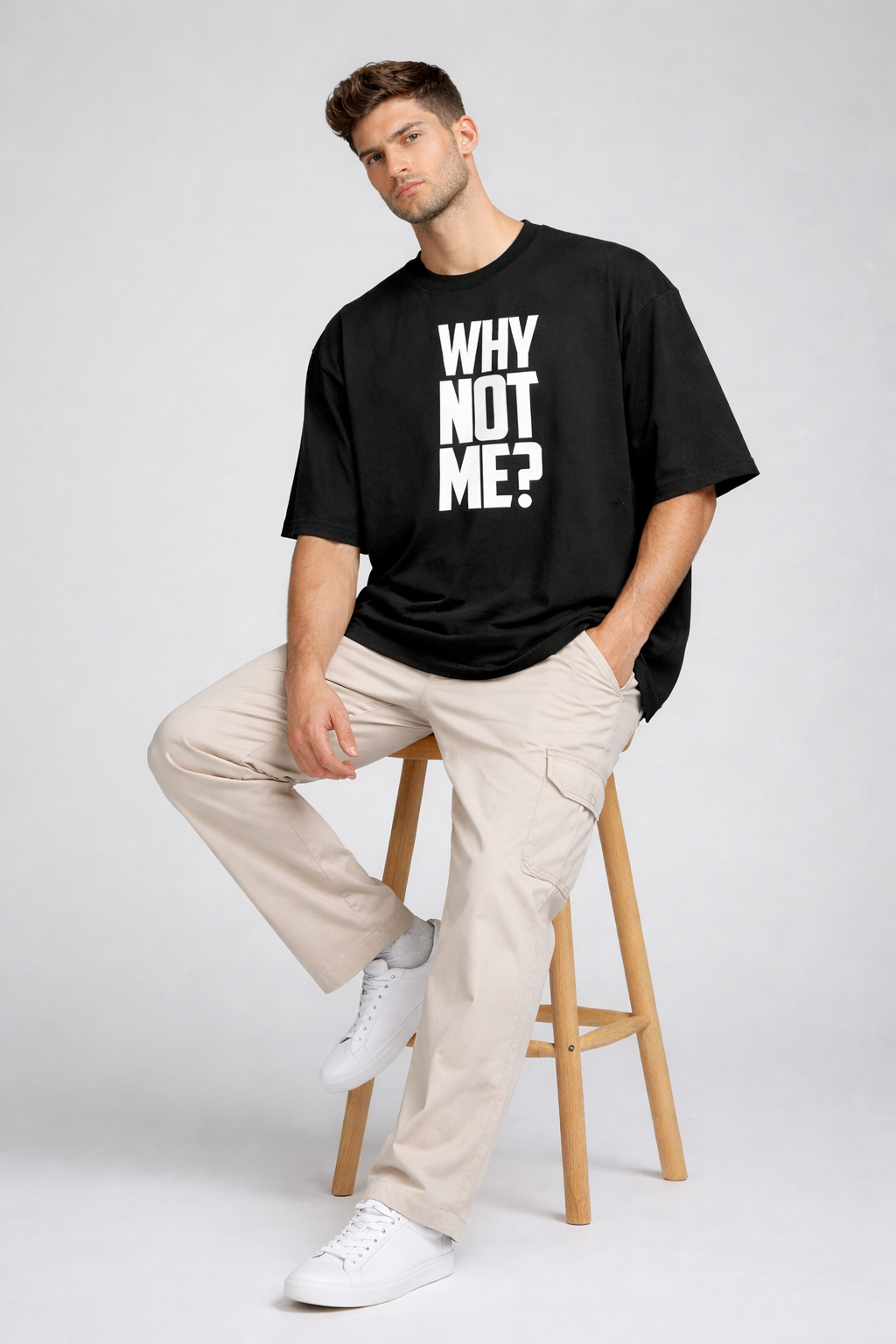 “Why Not Me?” Oversized Graphic T-Shirt | Heavyweight 240 GSM