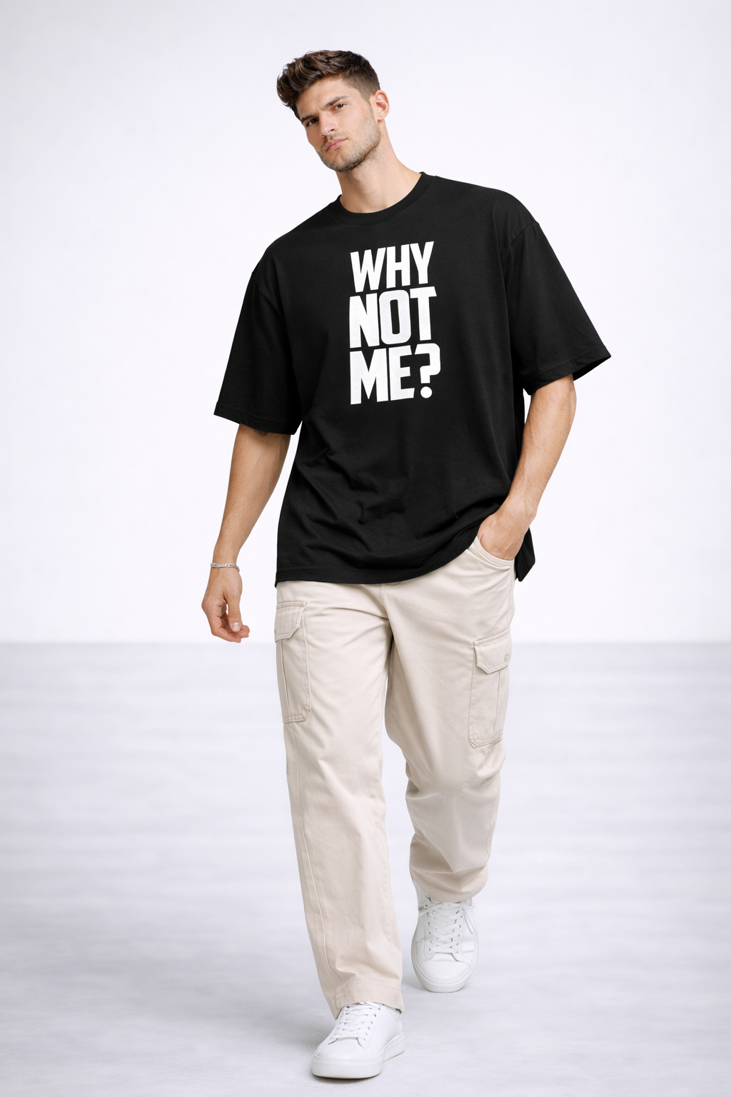 “Why Not Me?” Oversized Graphic T-Shirt | Heavyweight 240 GSM