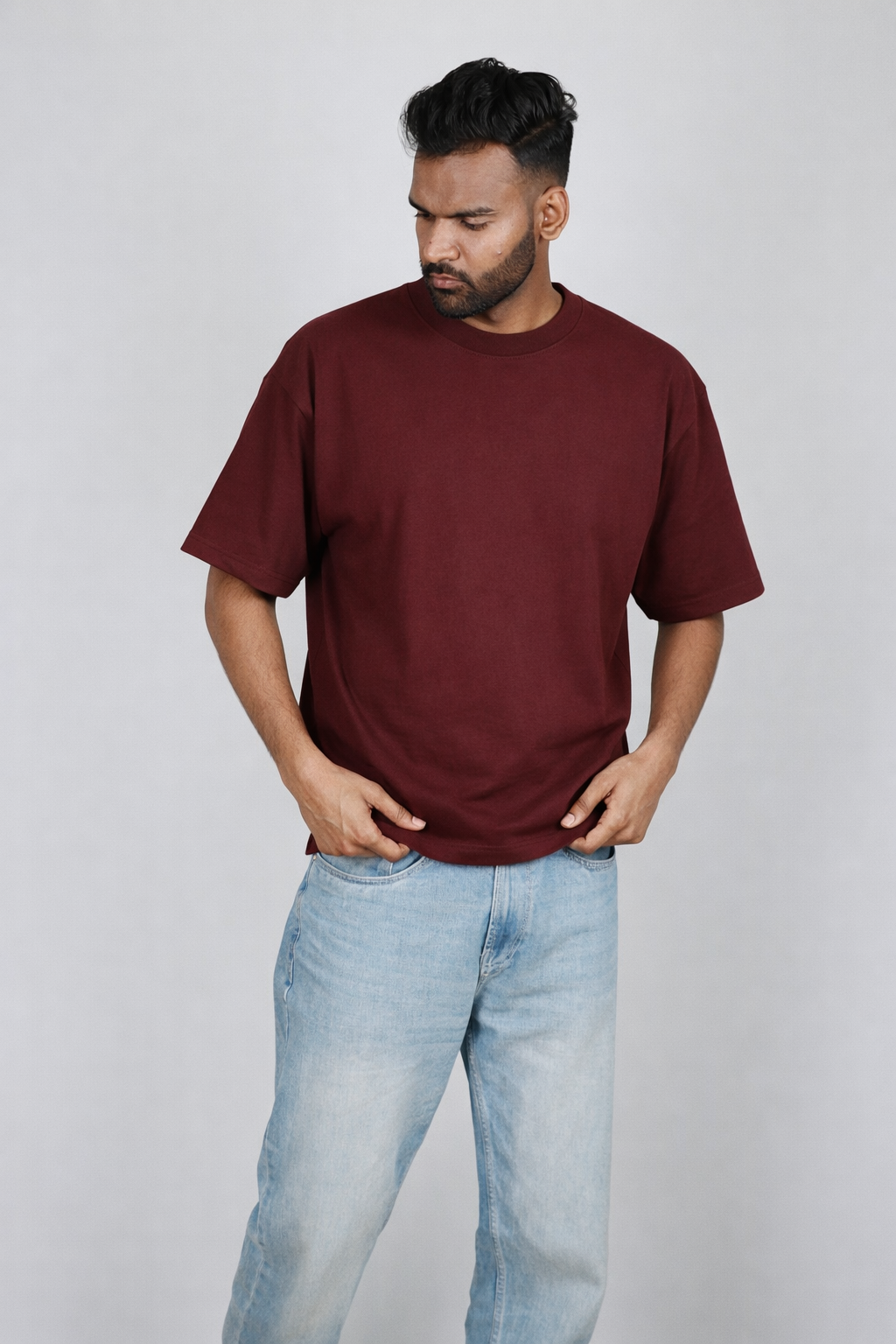 Maroon Unisex Oversized T-Shirt – Heavyweight Cotton