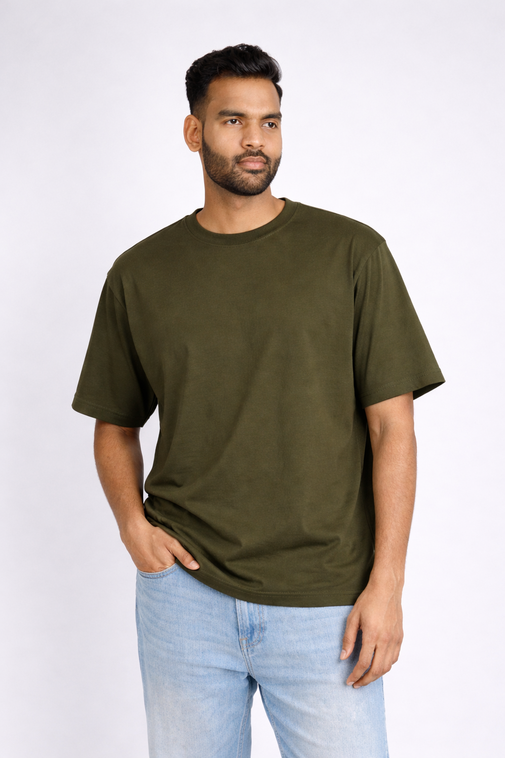 Olive green Unisex Oversized T-Shirt – Heavyweight Cotton