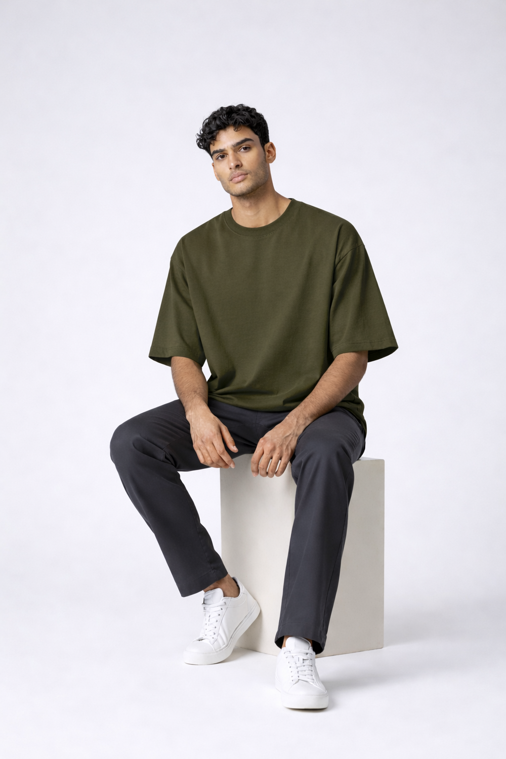 Olive green Unisex Oversized T-Shirt – Heavyweight Cotton