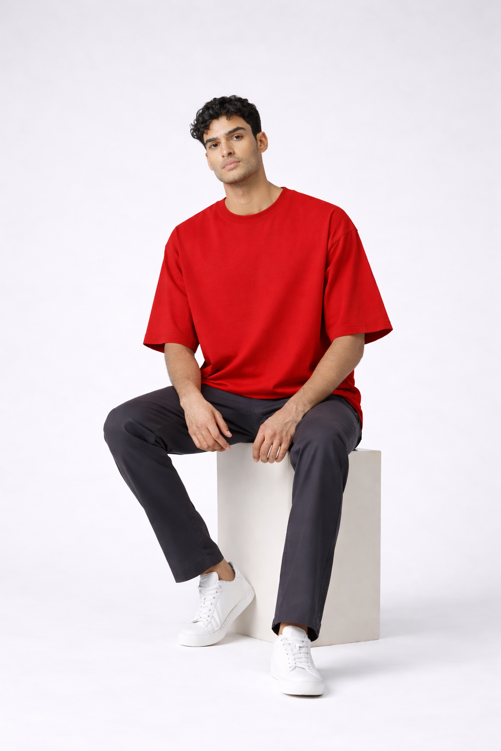 Red Unisex Oversized T-Shirt – Heavyweight Cotton
