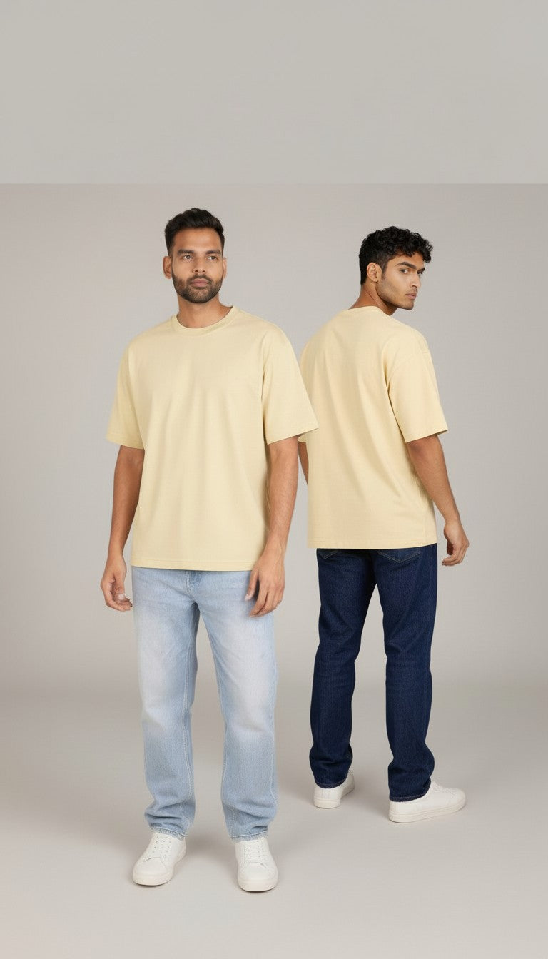 Beige Unisex Oversized T-Shirt – Heavyweight Cotton