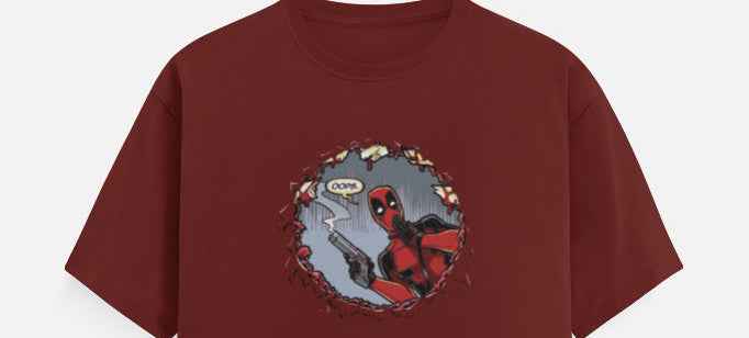 Deadpool “Do I Look Like I Care?” Maroon T-Shirt – Front & Back Print