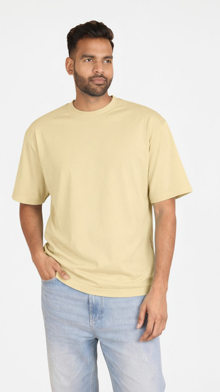 Beige Unisex Oversized T-Shirt – Heavyweight Cotton