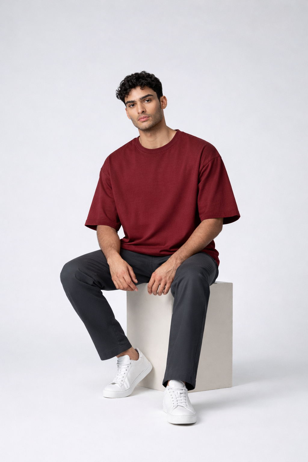 Maroon Unisex Oversized T-Shirt – Heavyweight Cotton