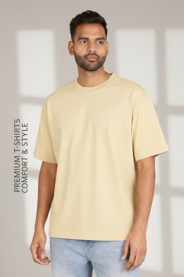 Beige Unisex Oversized T-Shirt – Heavyweight Cotton