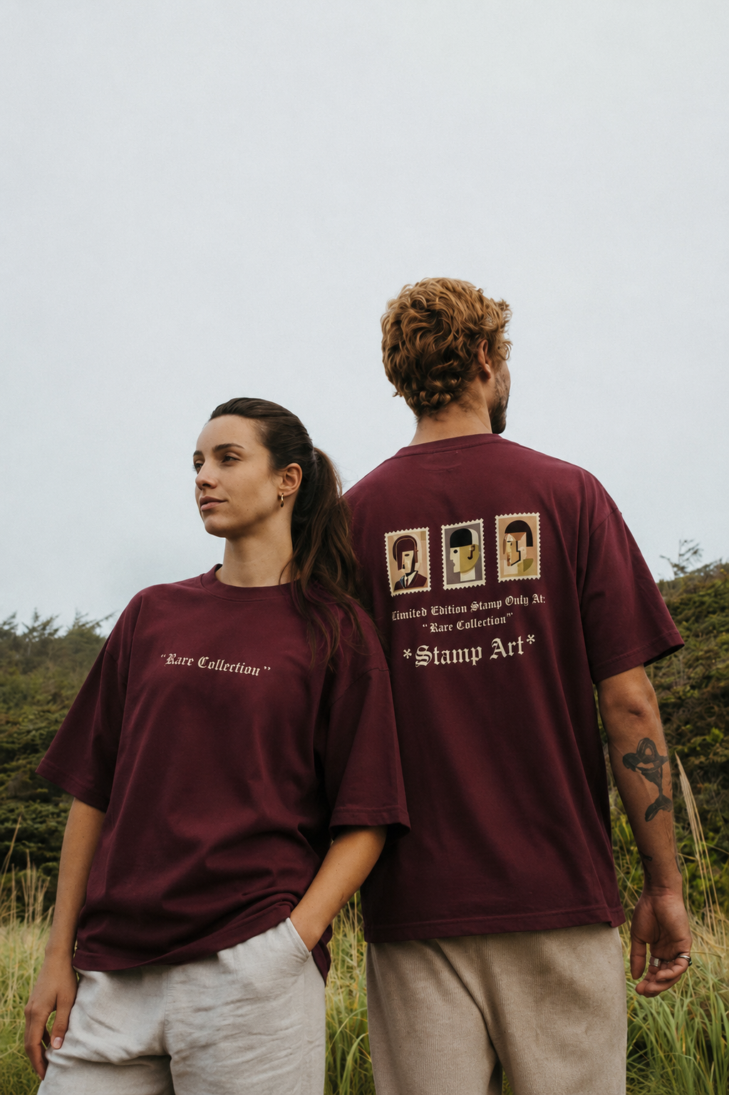 Stamp Art Oversized T-Shirt – Rare Collection